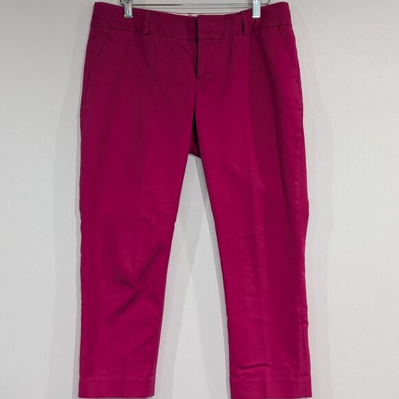 Banana Republic Factory Cropped Martin Fit Pants Raspberry Pink Size 8P - Picture 1 of 4